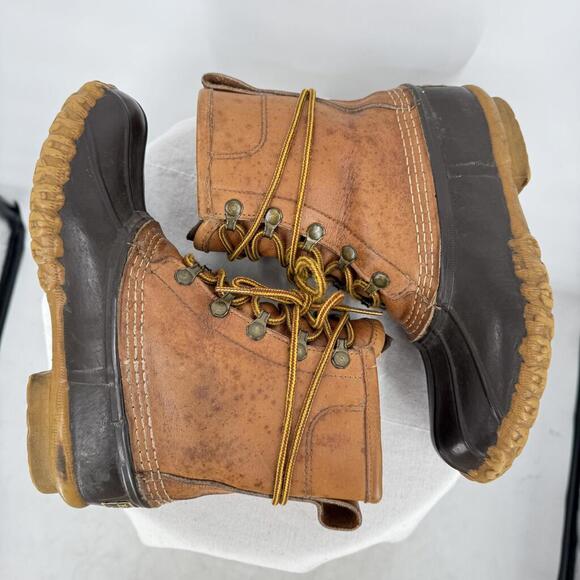Women's L.L. Bean Vintage Leather Duck Boots Tan Brown Shoes 6 - Picture 8 of 8